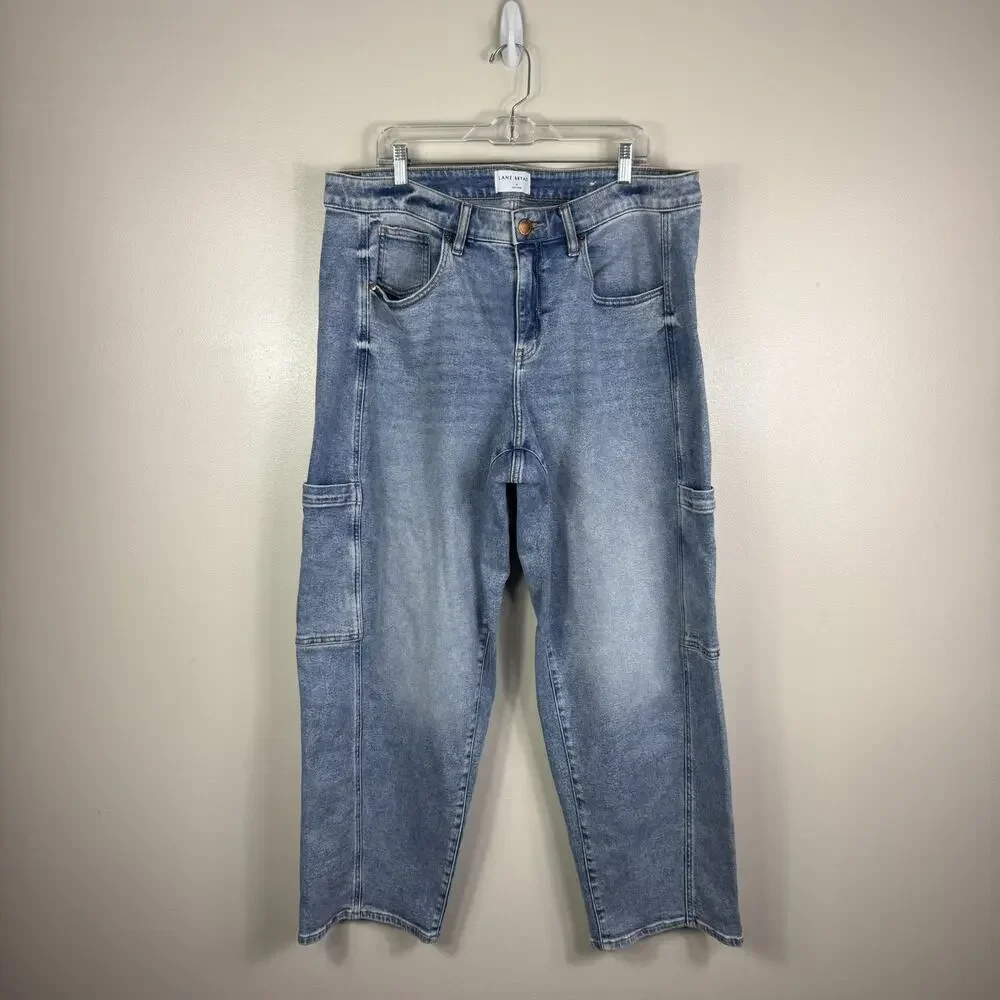 Lane Bryant Women’s Jeans Mid-Rise Relaxed Straight Cargo Size 18